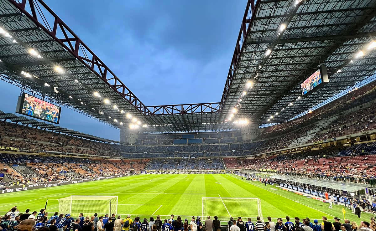 Giuseppe Meazza Stadium Football Match Evening Background