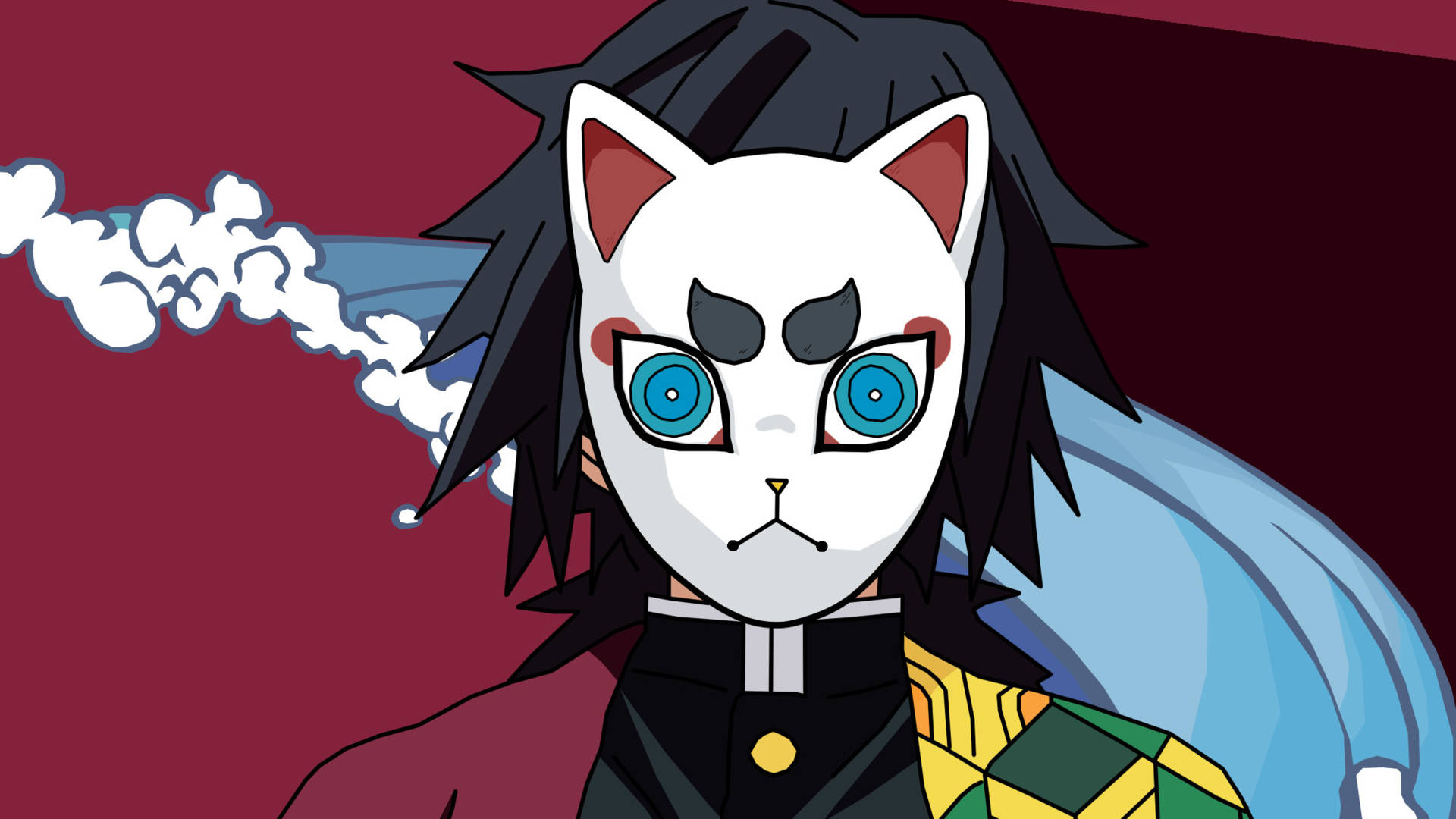 Giyu Tomioka White Cat Mask Background
