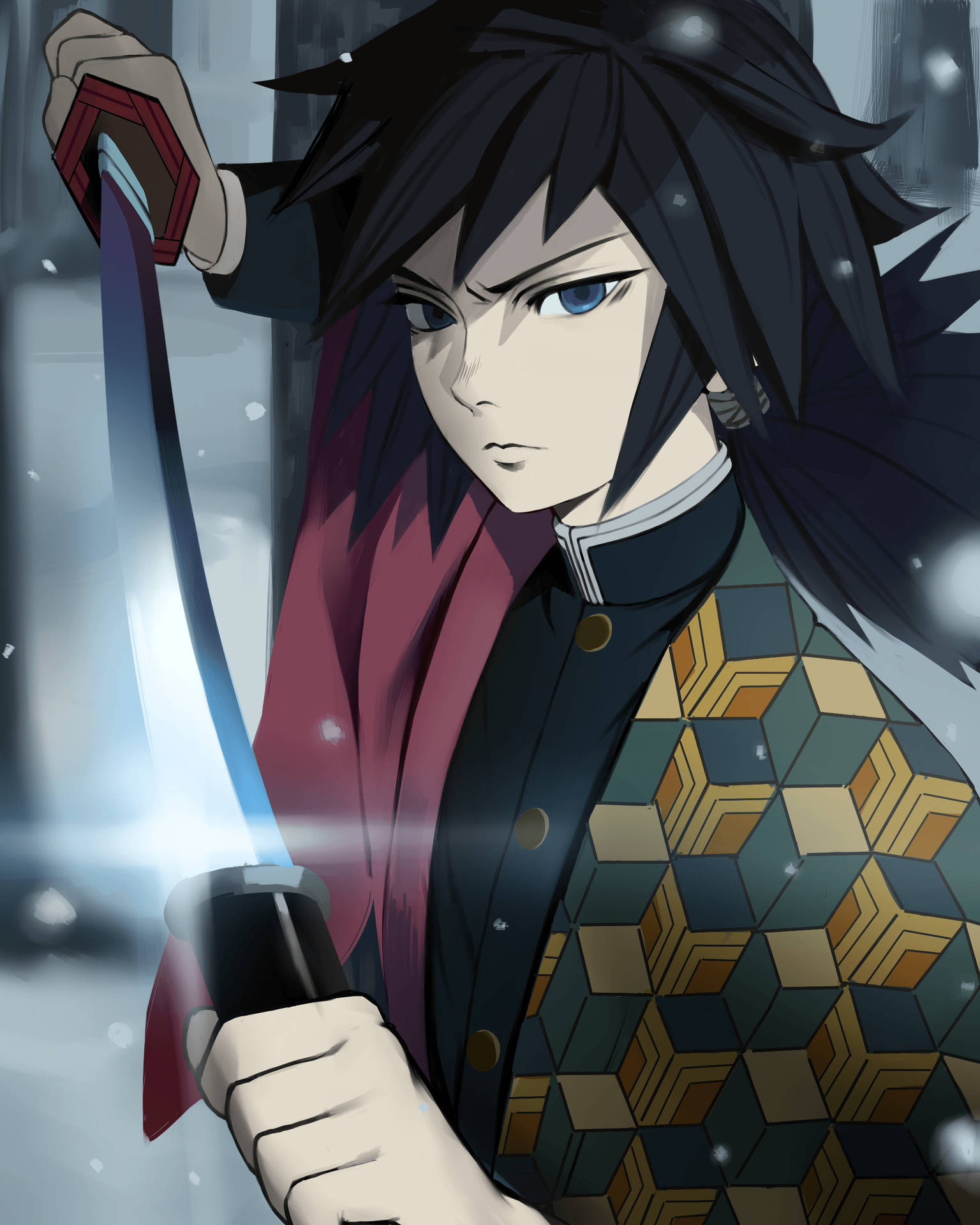 Giyuu Tomioka And Shiny Sword Background
