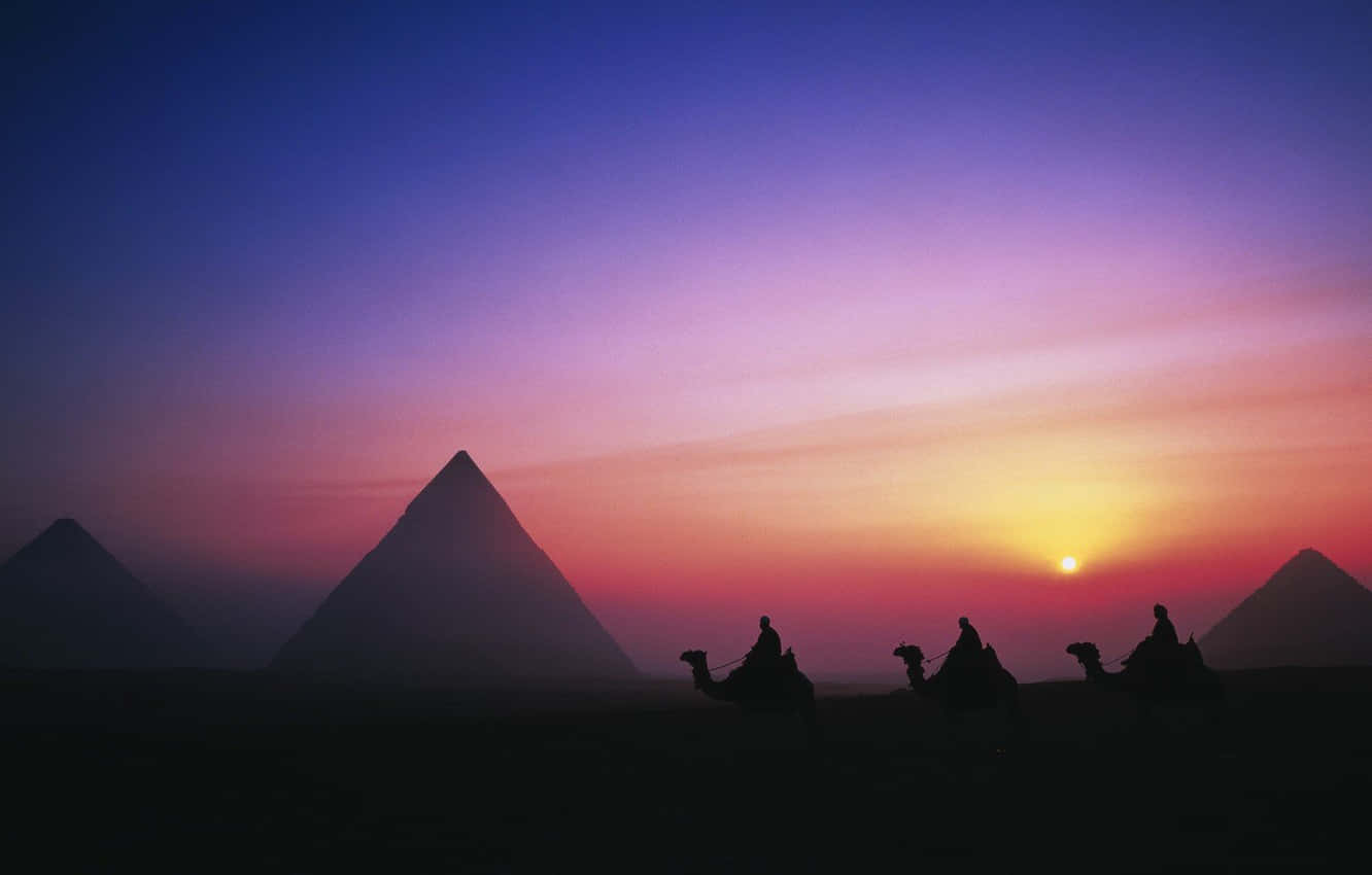 Giza Pyramids Silhouette At Dusk