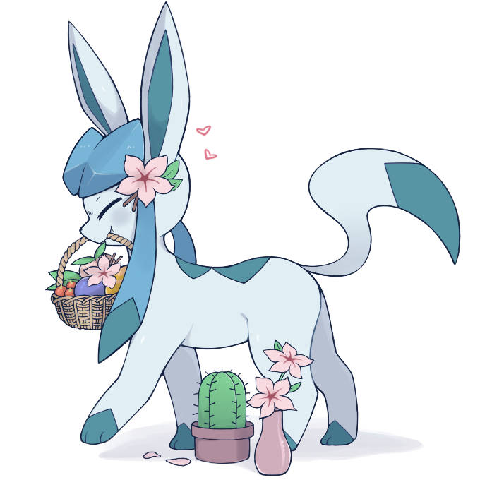 Glaceon Beautifully Carrying A Floral Basket Background