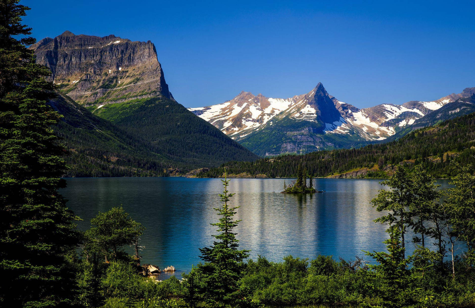 Glacier National Park Clear Blue Sky