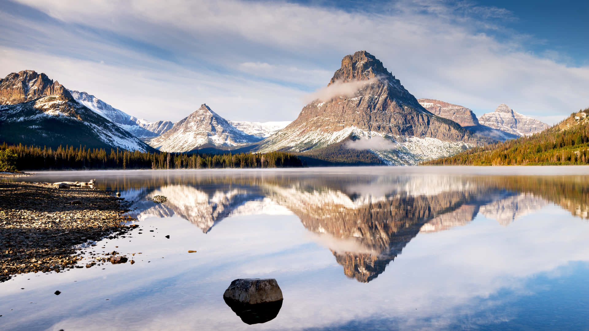 Glacier National Park Mountain Landscape During Winter Background