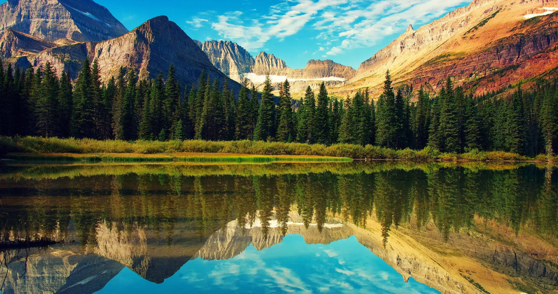 Glacier National Park Reflective Surface Background