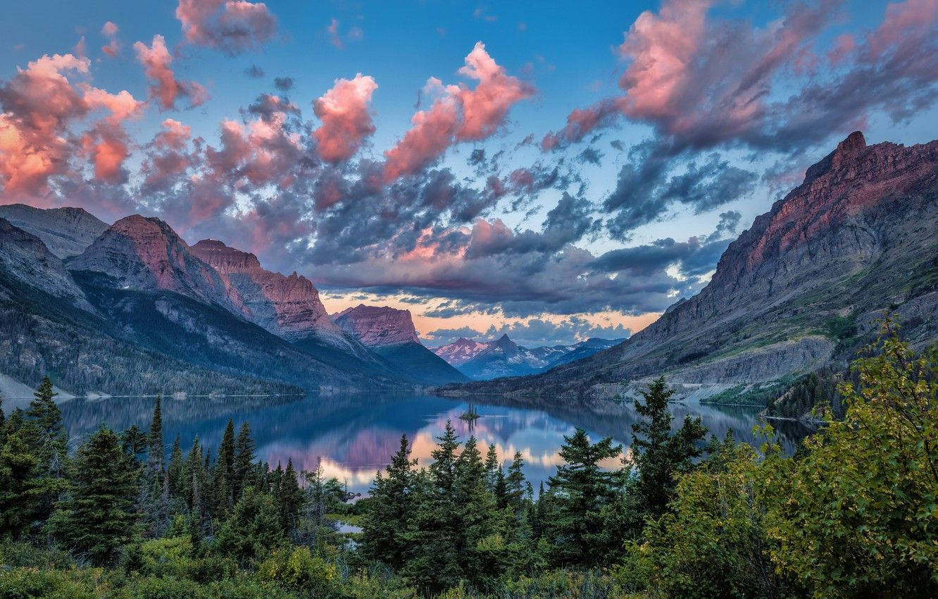 Glacier National Park Sunset Sky Background