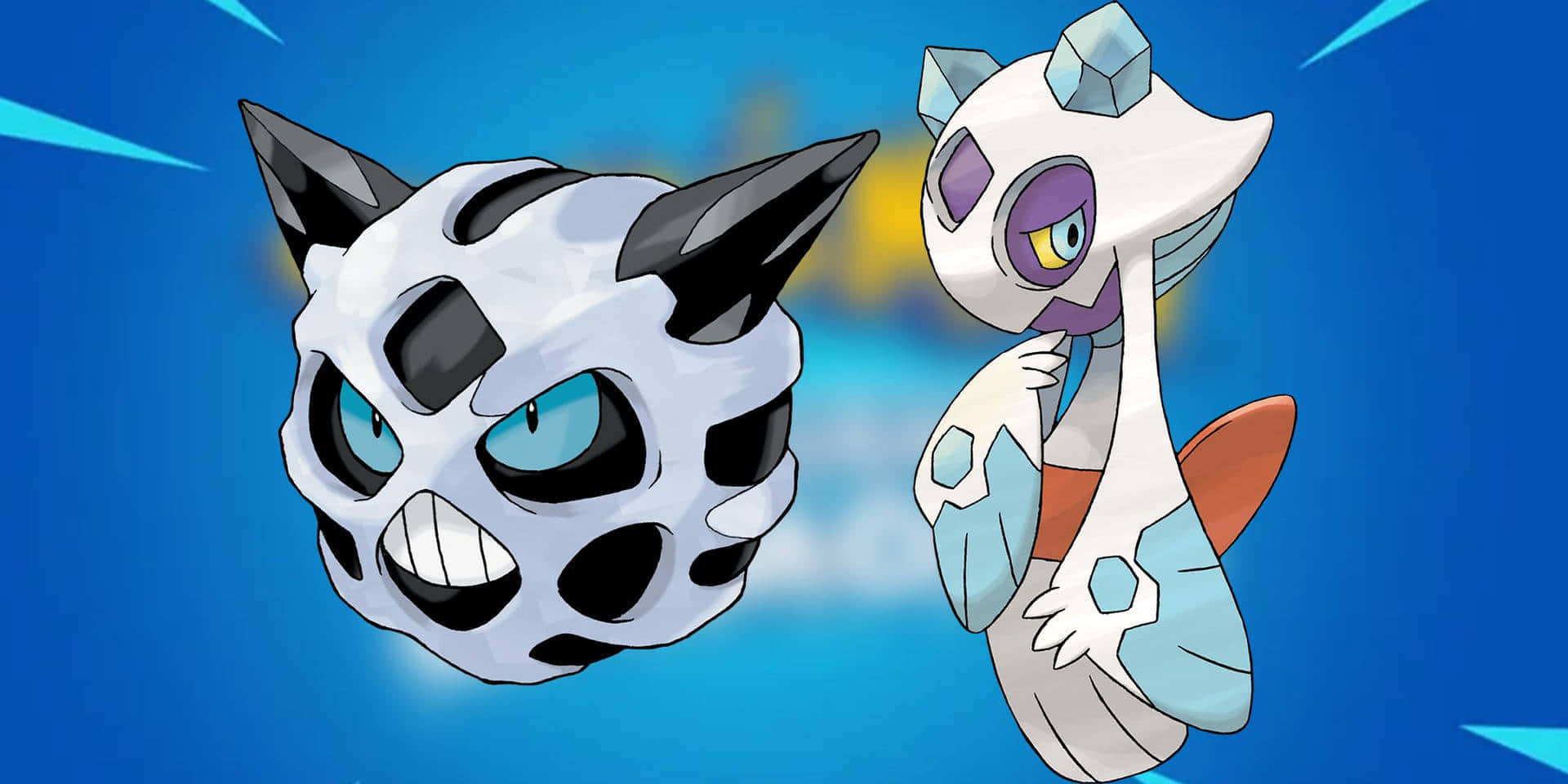 Glalie And Froslass With Blue Backdrop Background
