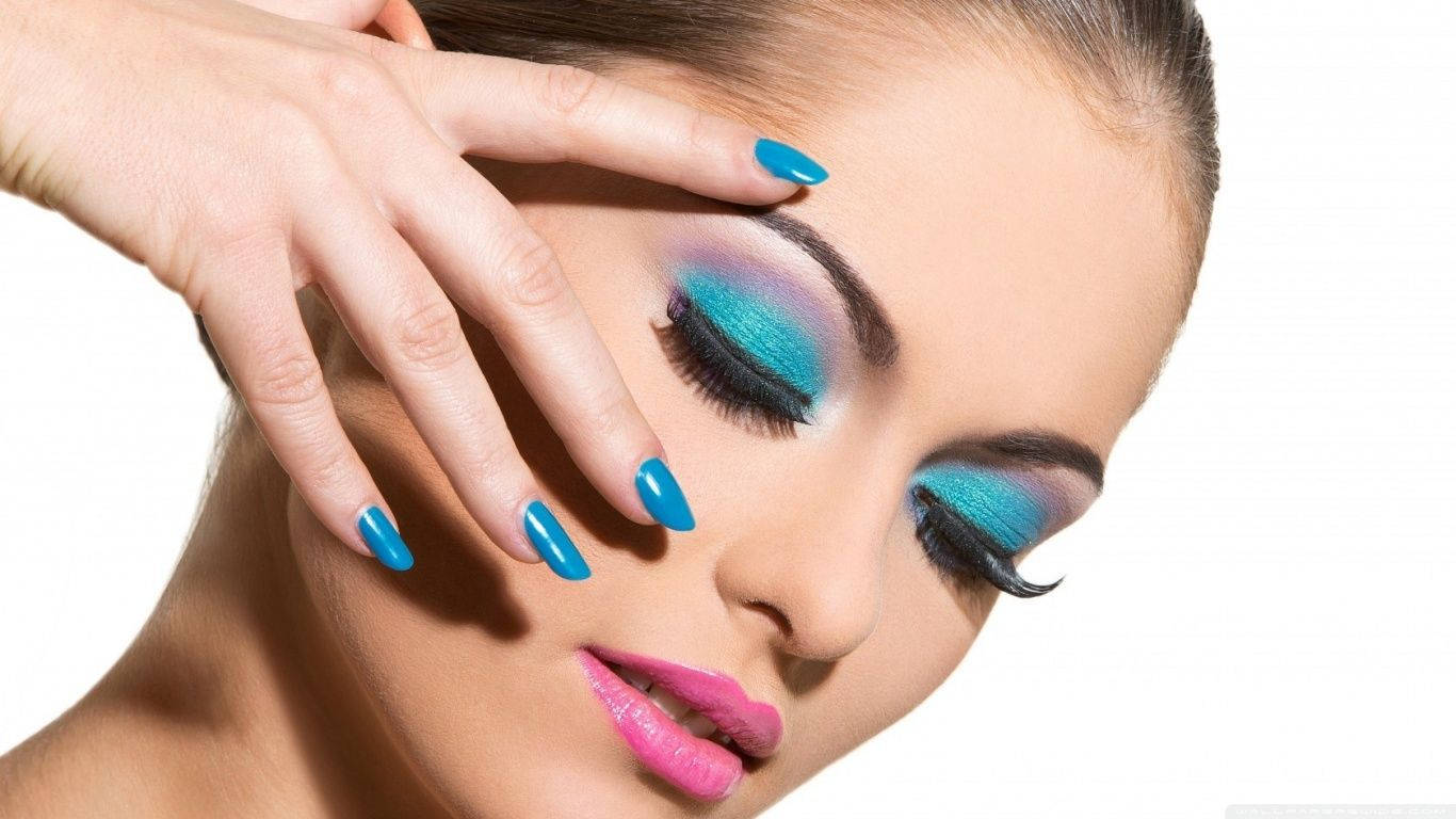 Glam Blue Makeup Look Background