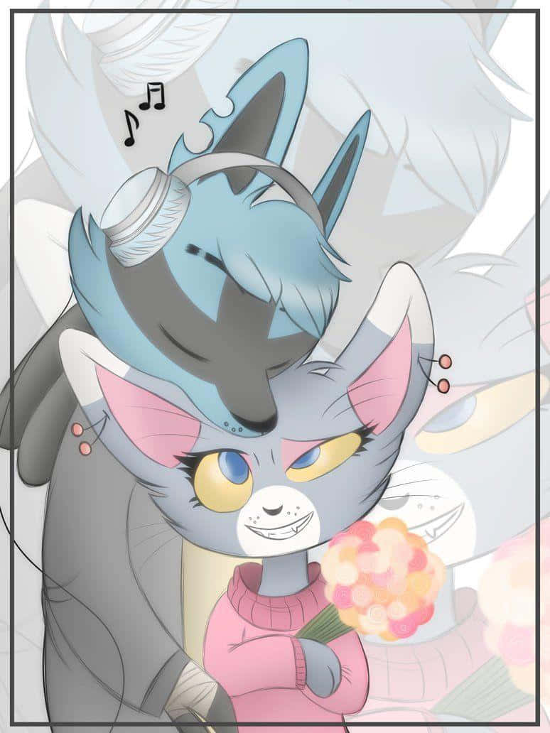 Glameow Lucario Happy Couple