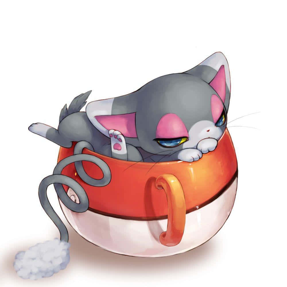 Glameow Sleeping In Mug Background