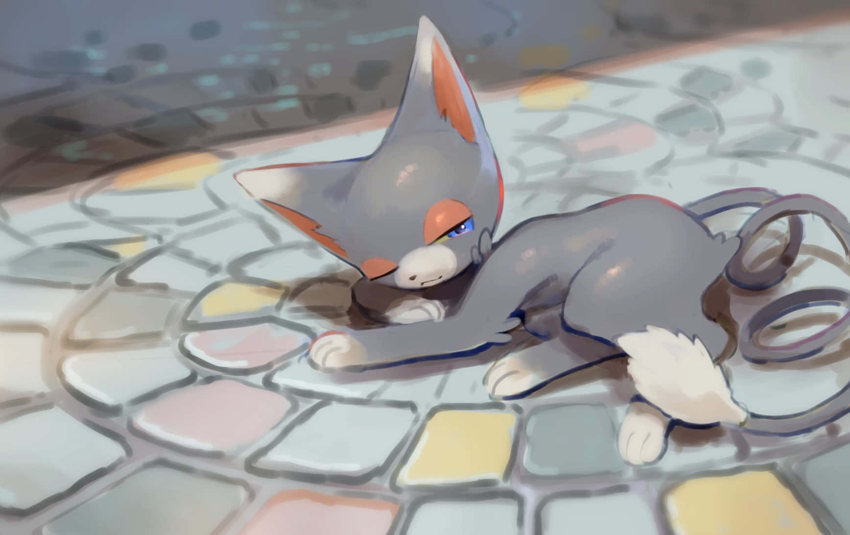 Glameow Sleeping Winking Background