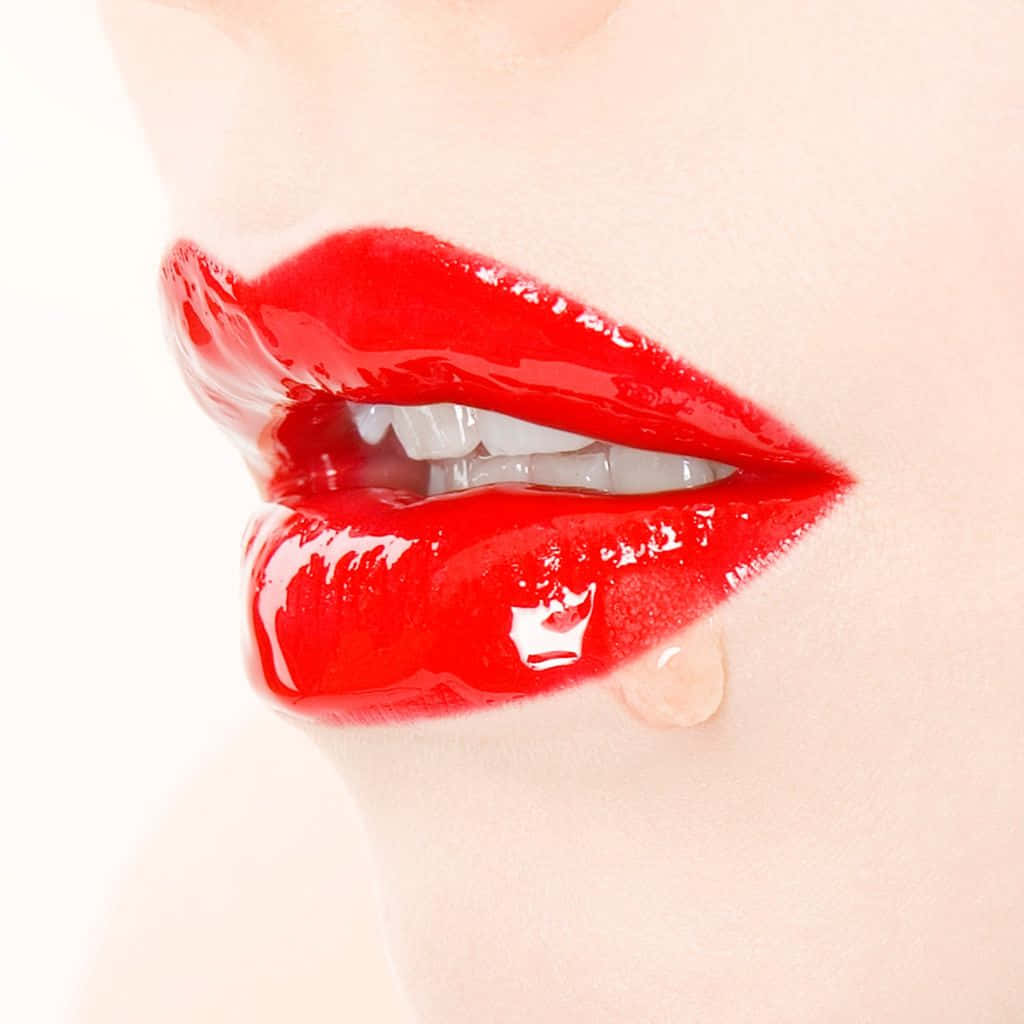 Glamorous Red Lips Wallpaper Background