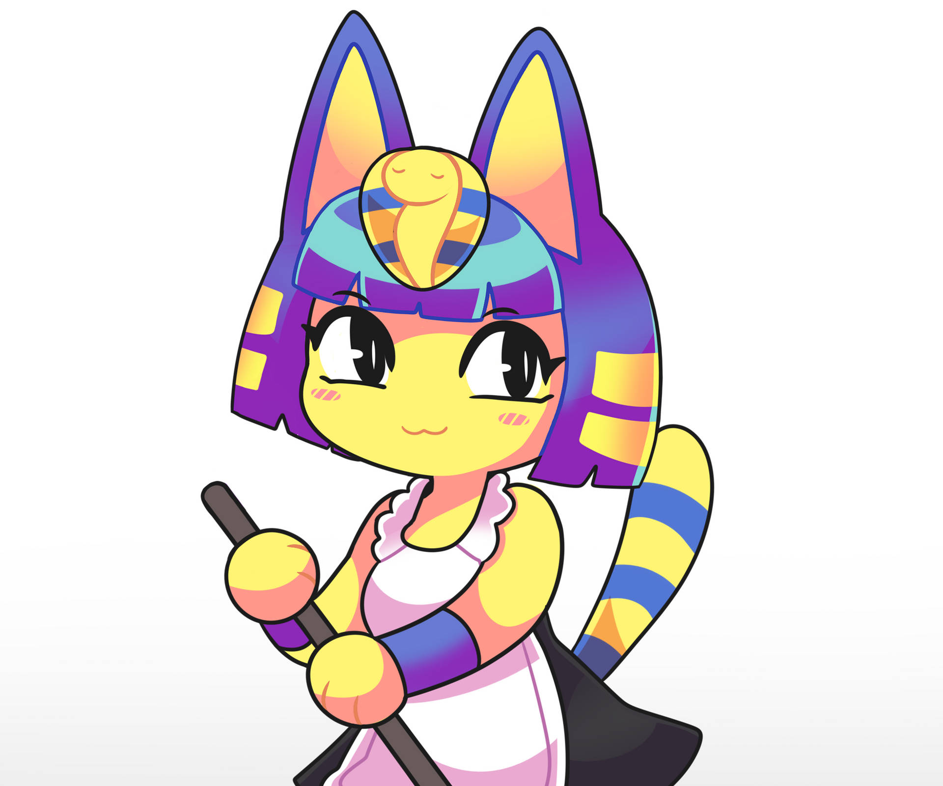 Glancing While Paddling Ankha Animal Crossing Background