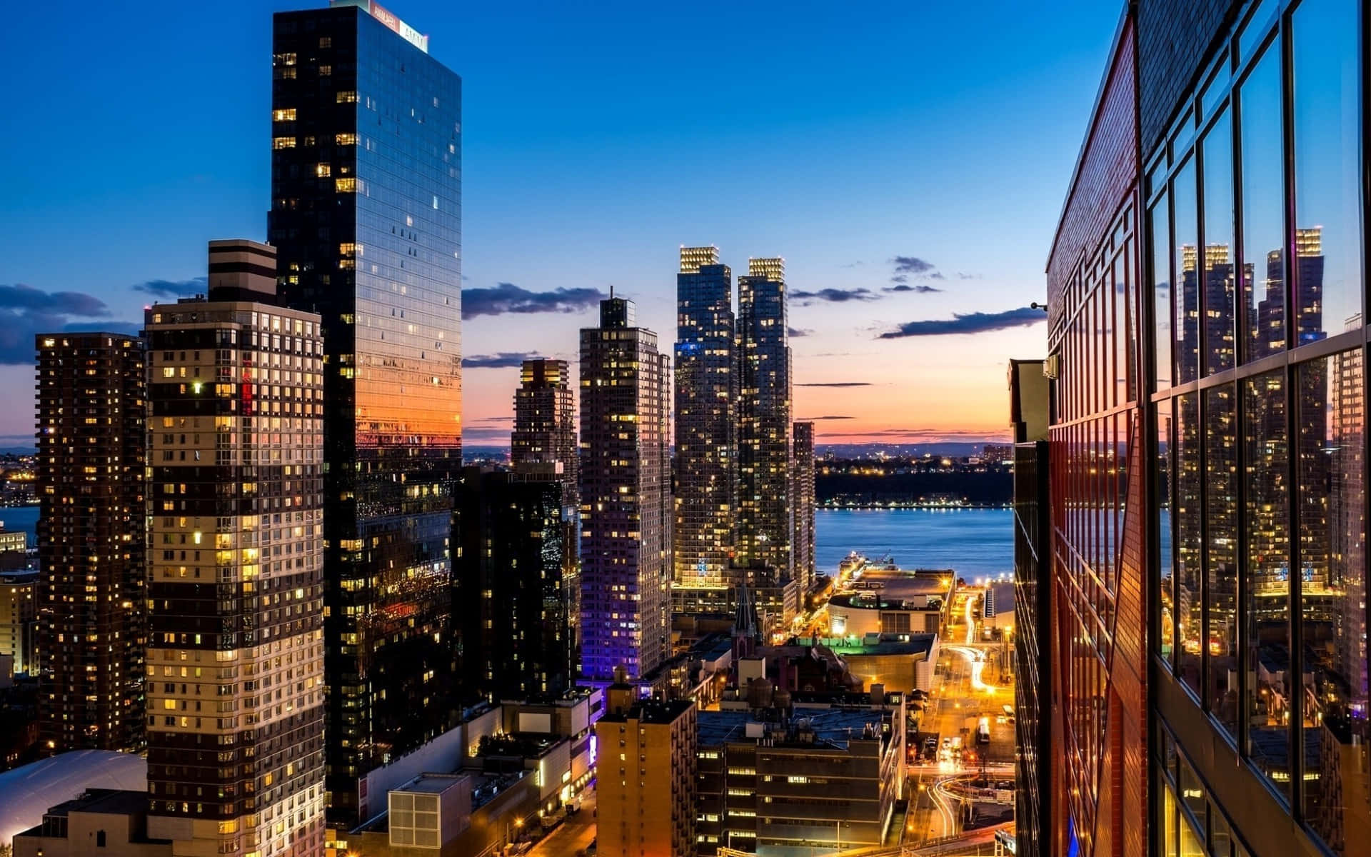 Glass Towers In New York City Landscape Background