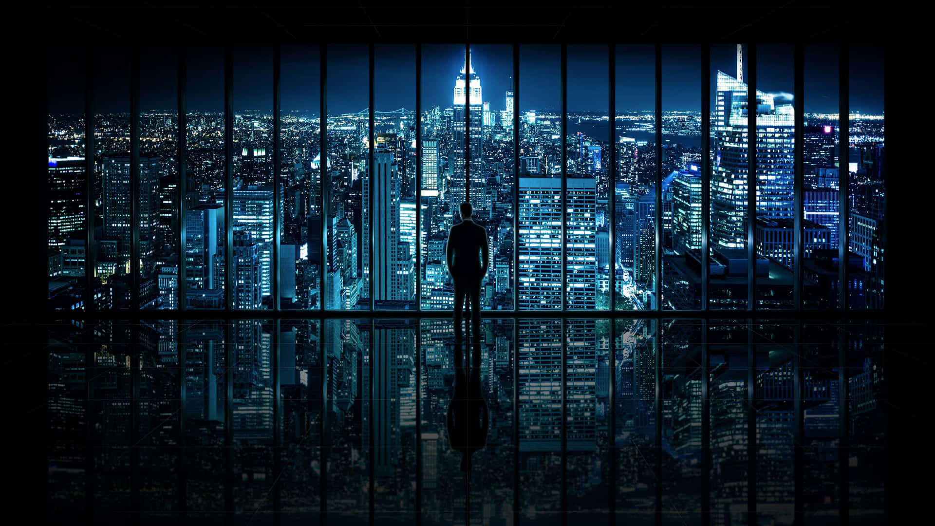 Glass Window Dark City 4k View Background