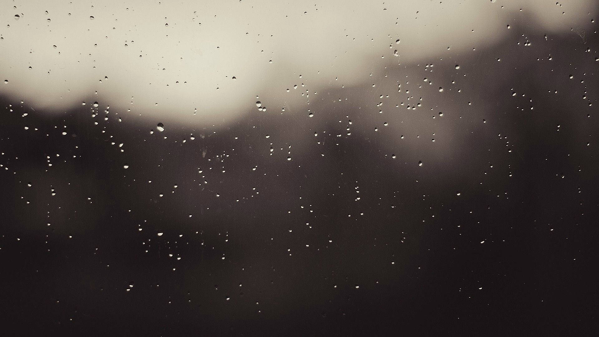 Glass Window Raindrops Dark Gray Background