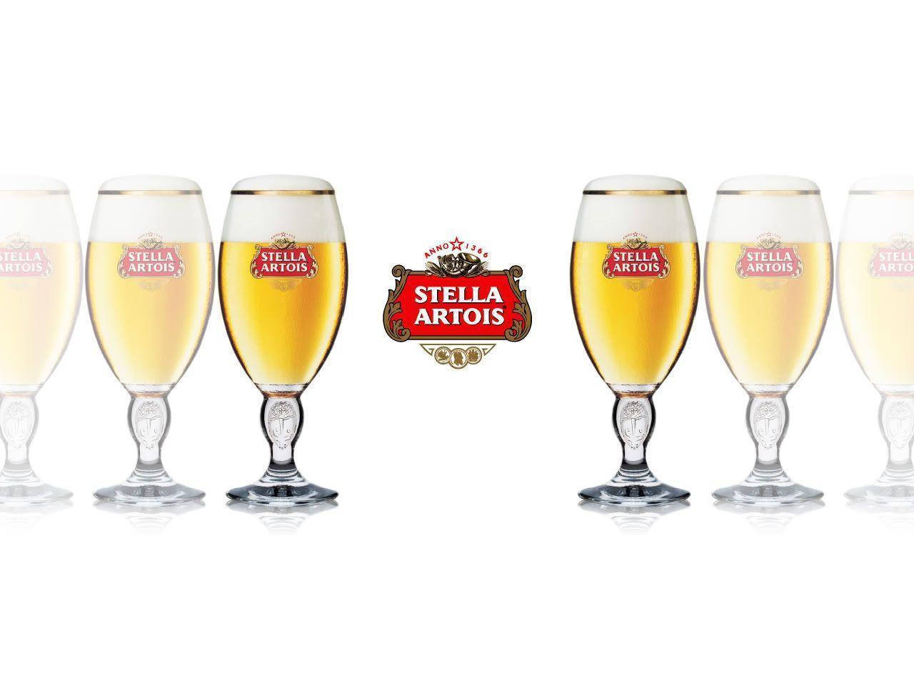 Glasses Of Stella Artois Beer Background