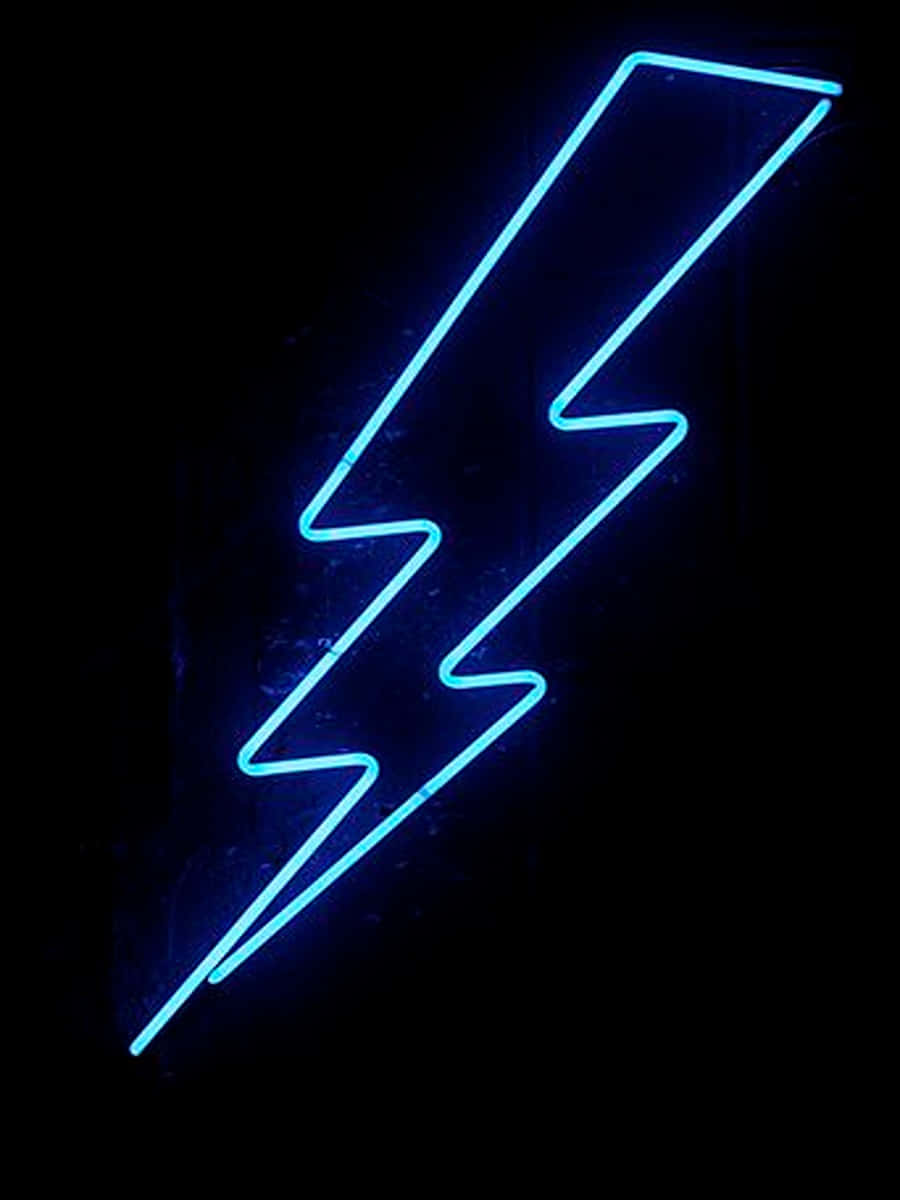 Gleaming Blue Neon Lightning In Black Background