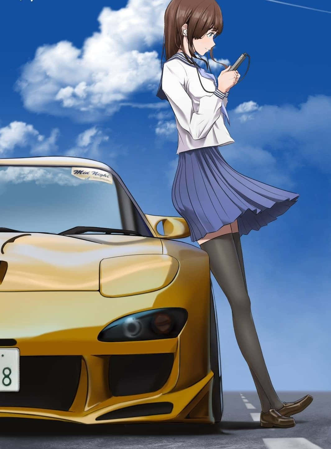 Gleaming Gold Mazda Rx-7 - A Marvel Of Jdm Anime Background
