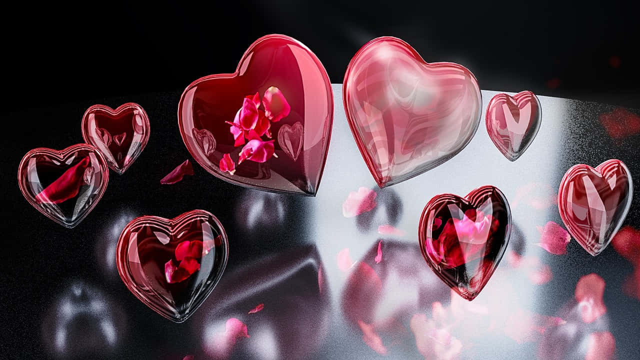 Gleaming Hearts Reflection Background