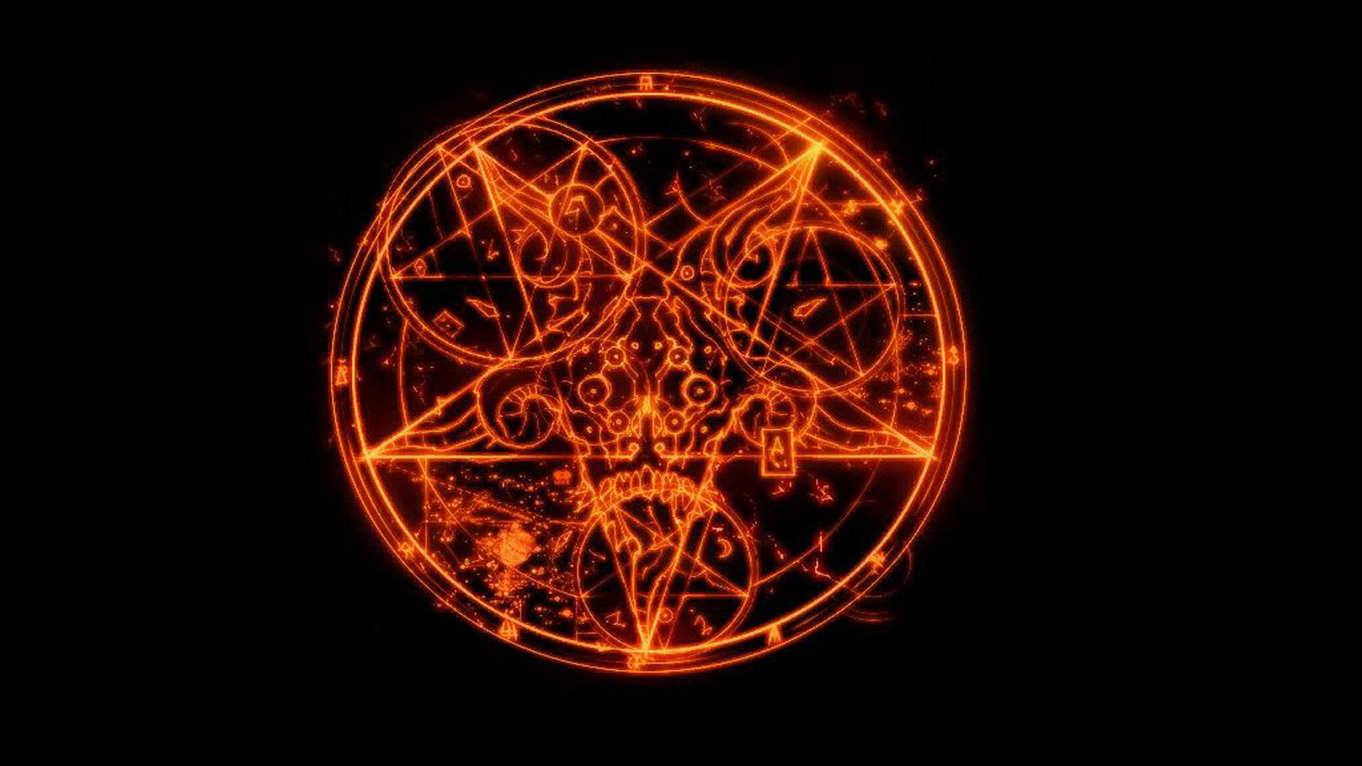 Gleaming Orange Satanic Symbol Background