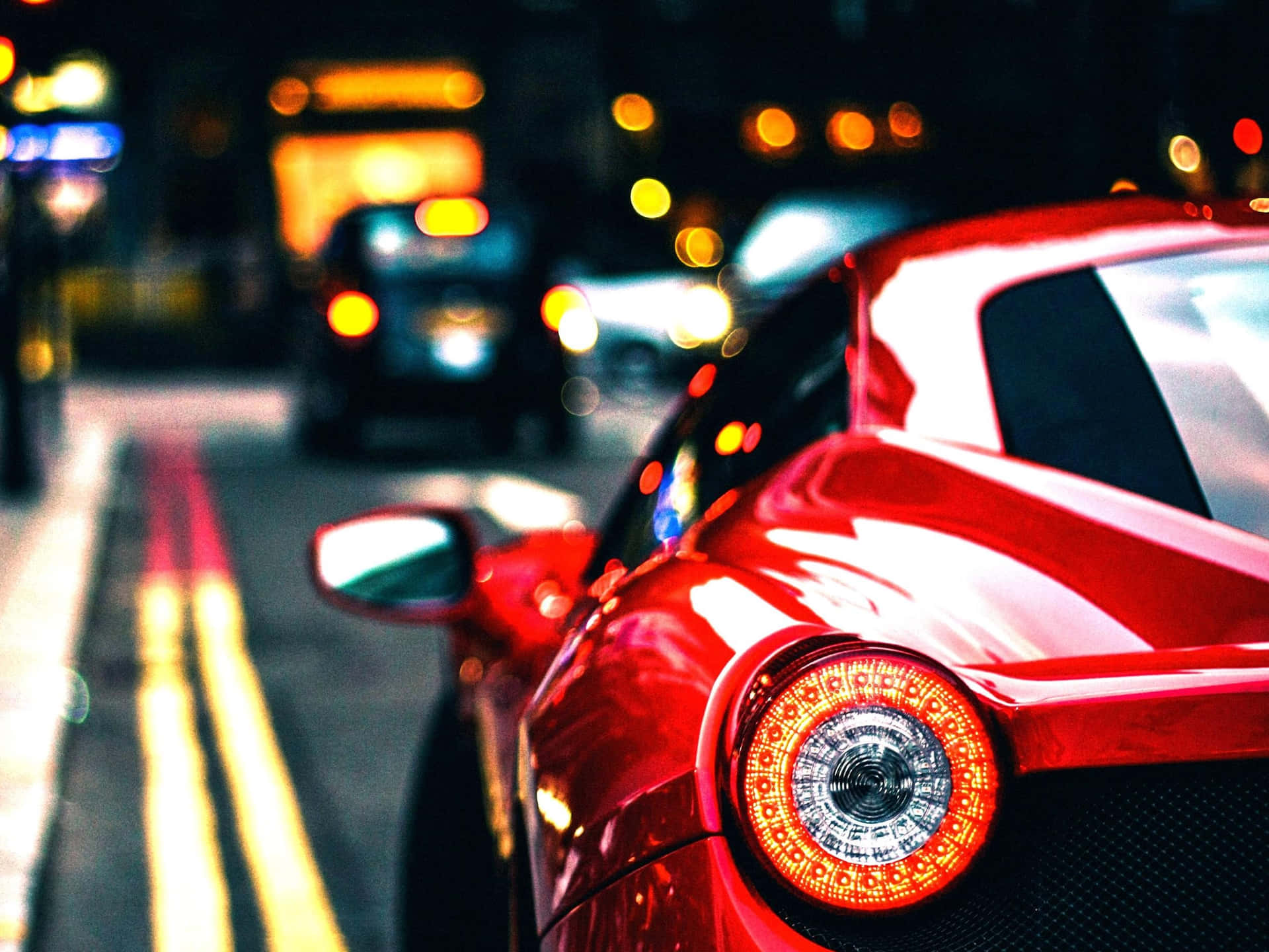 Gleaming Red Ferrari After Professional Car Detailing Background