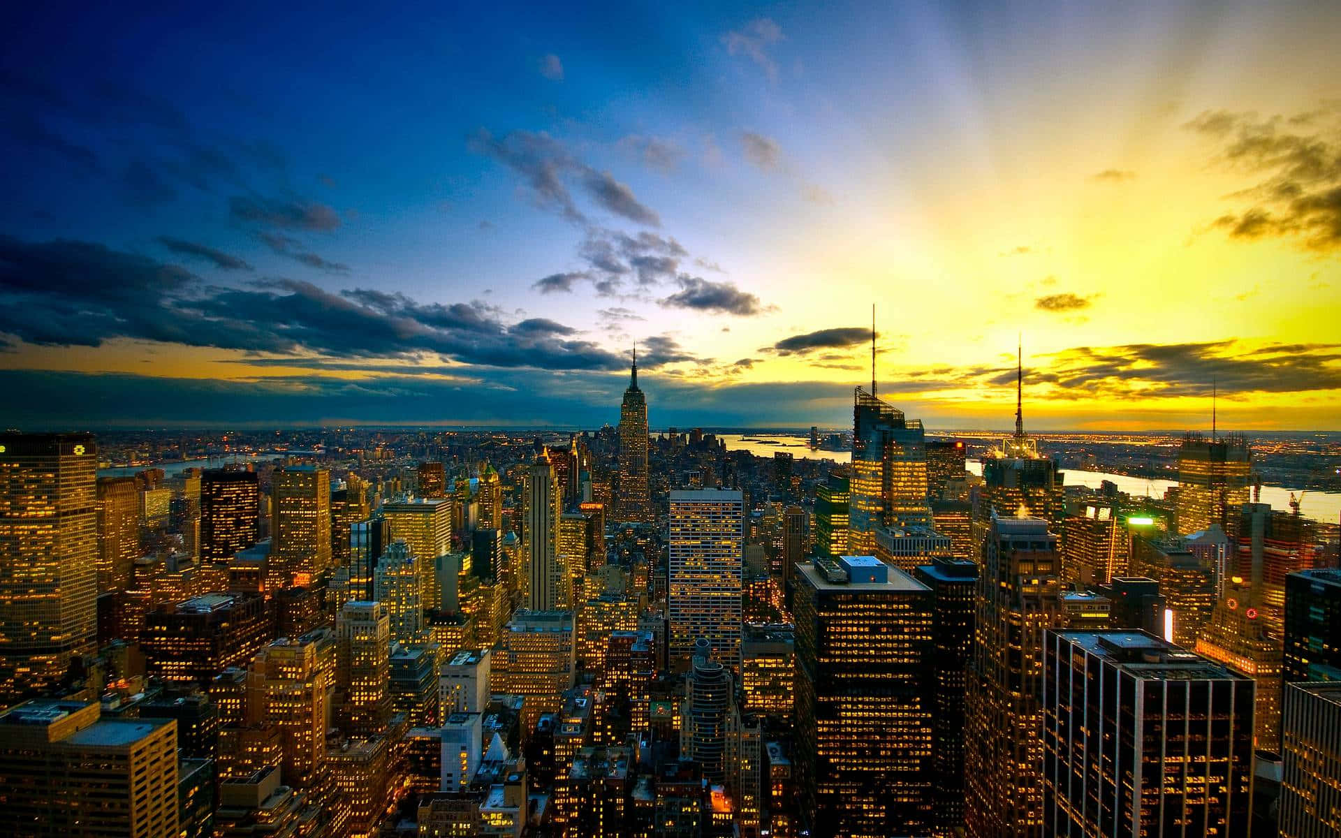 Gleaming Sunrise New York City Laptop Background