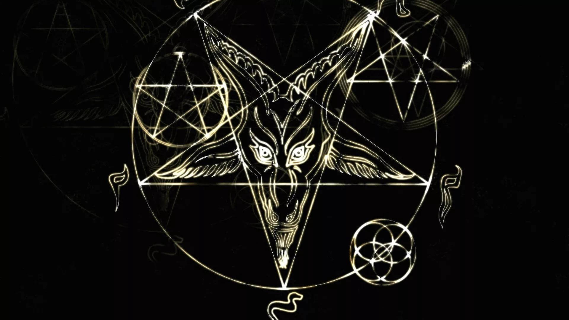 Gleaming White Satanic Occult Symbol Background