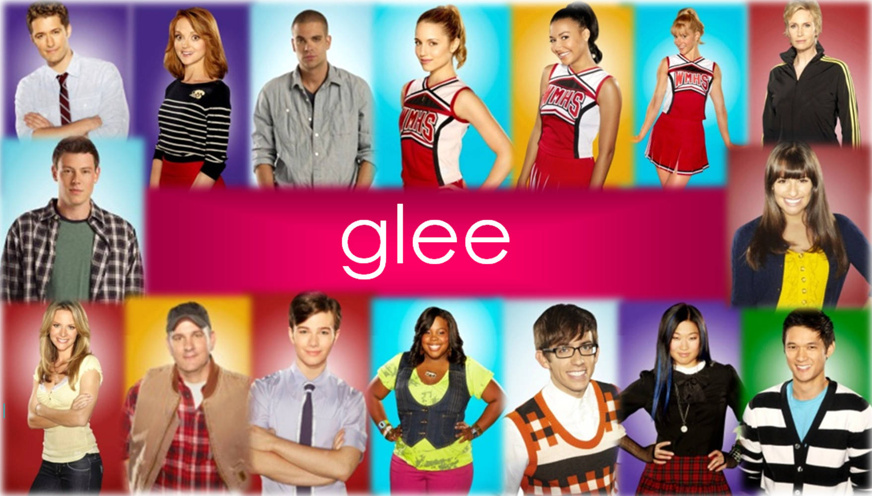 Glee Cast Members Portaits Season Two Background