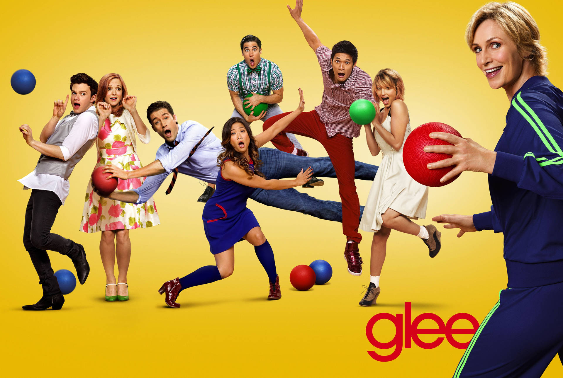 Glee Season Three Cast Members Poster Background