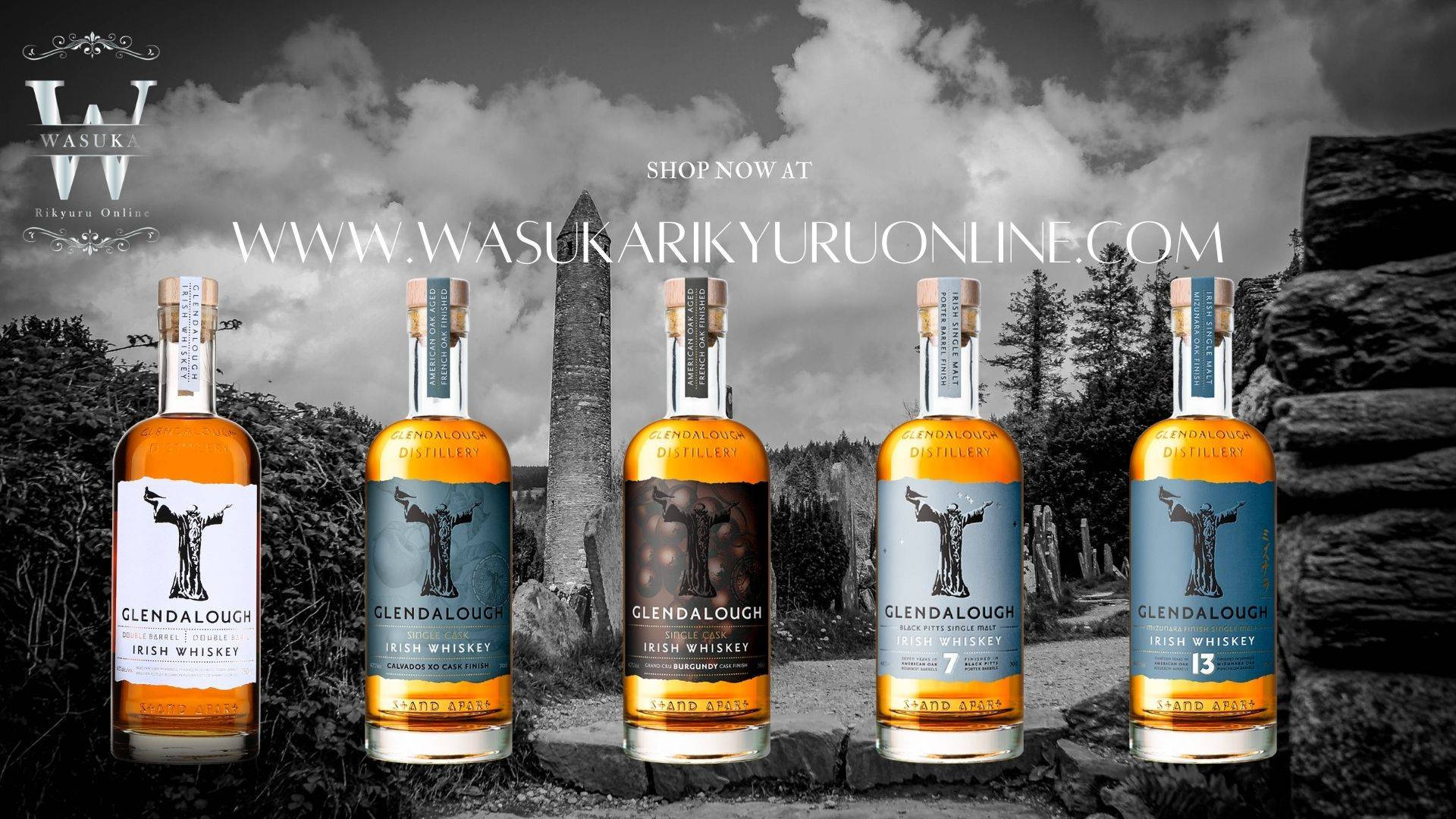 Glendalough Irish Whiskey Black And White Background