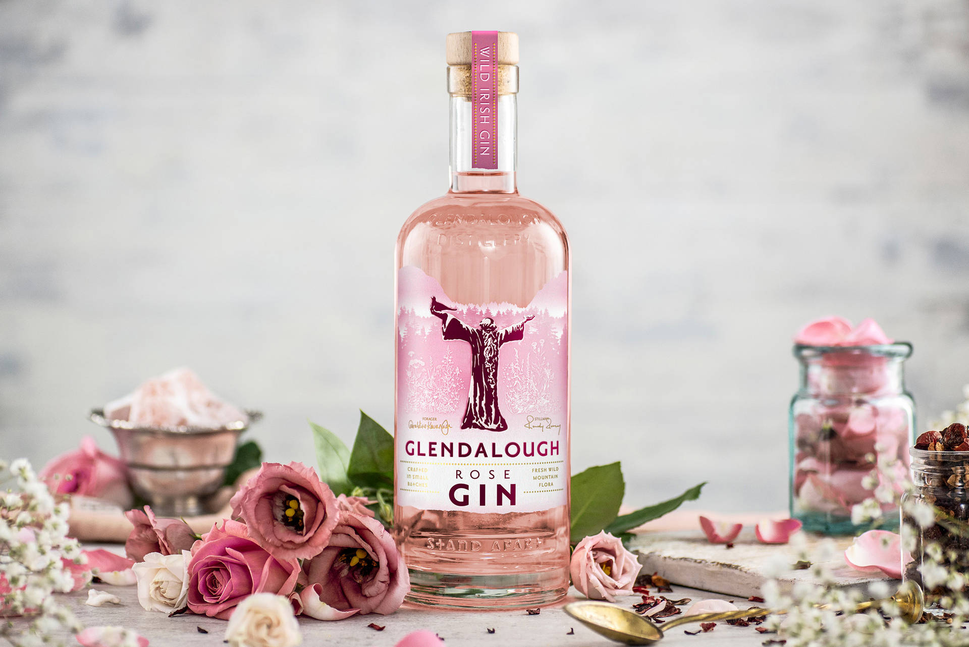 Glendalough Rose Gin Flowers Background