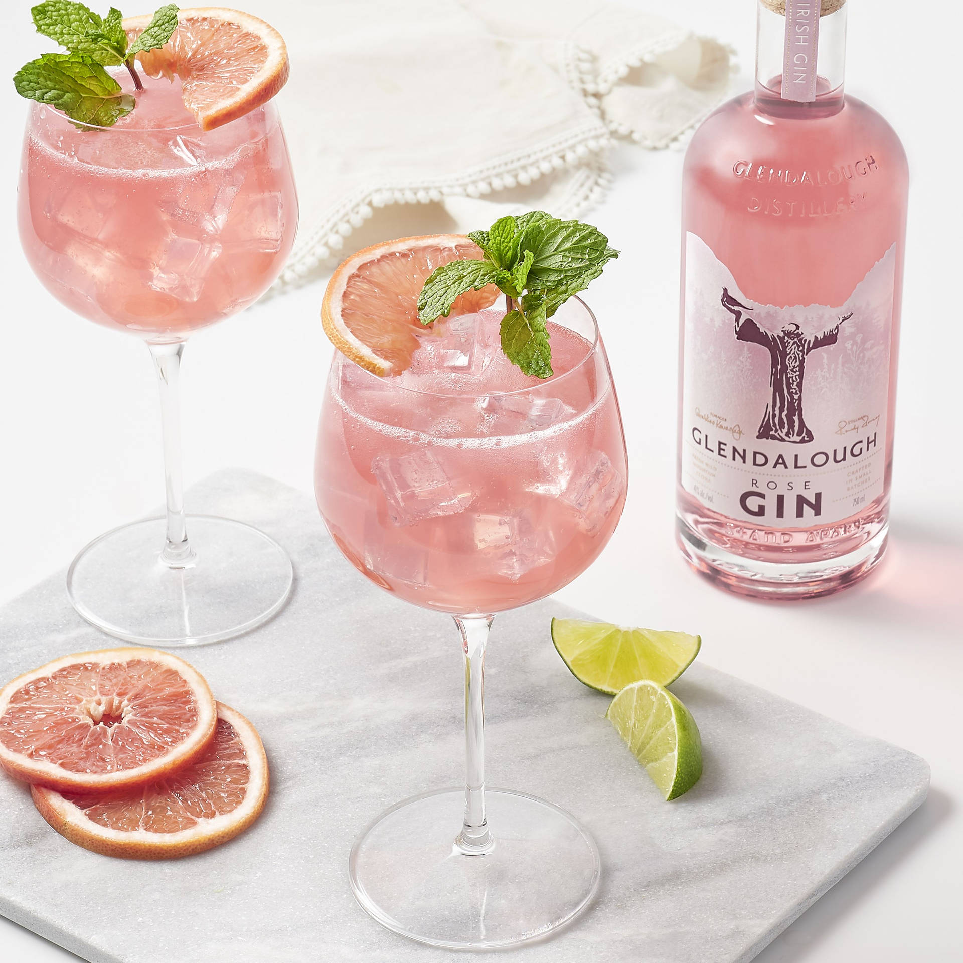 Glendalough Rose Gin Wild Botanical Cocktail Background