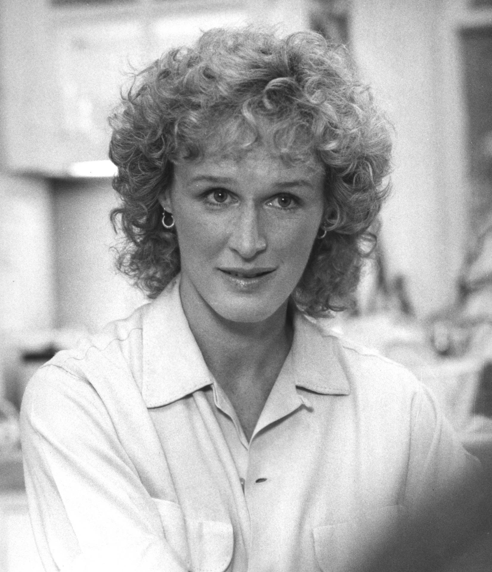 Glenn Close In Black And White Background