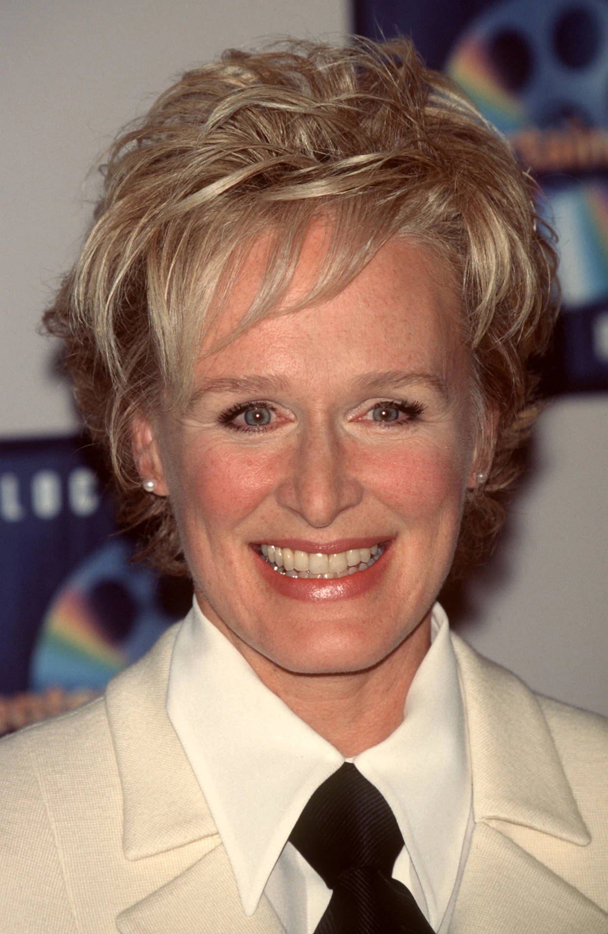 Glenn Close In White Suit Background