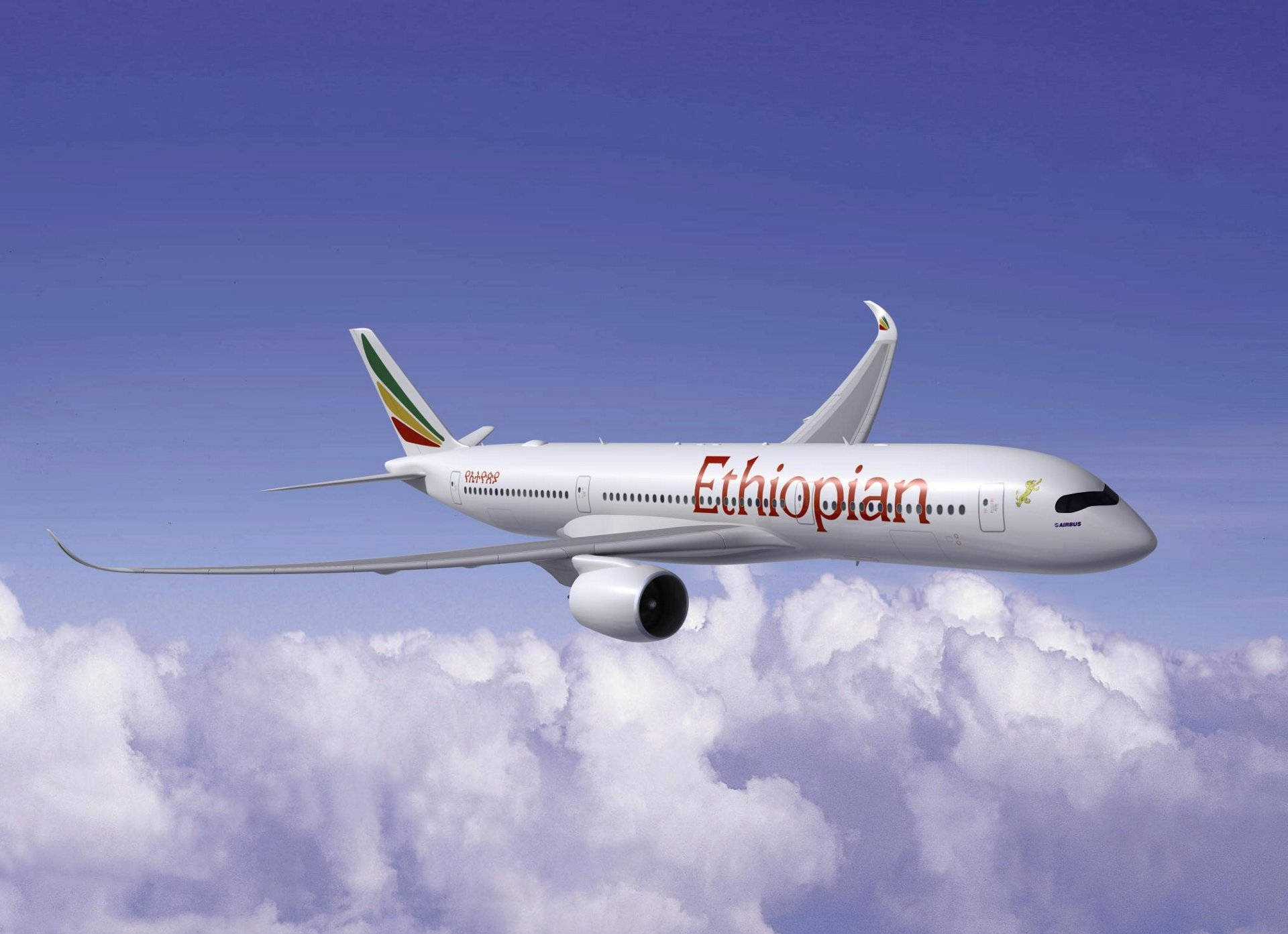 Gliding Ethiopian Airlines Plane Background