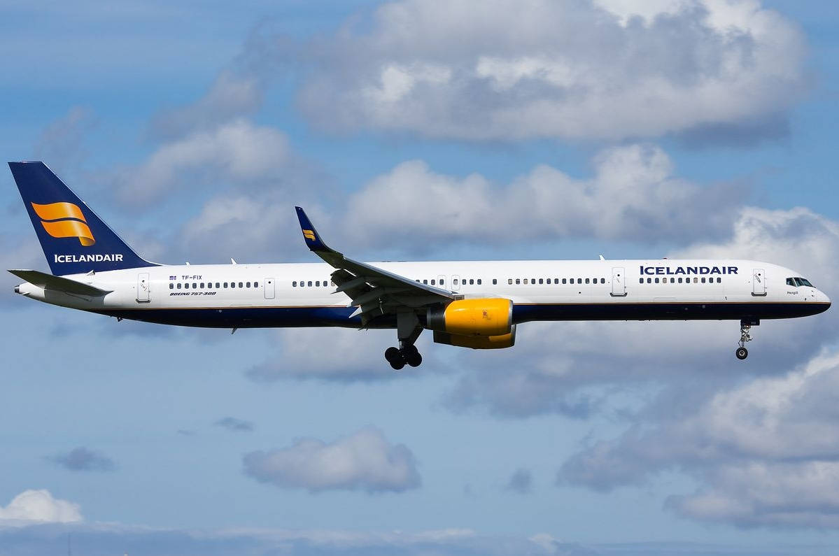 Gliding Icelandair Airplane Background