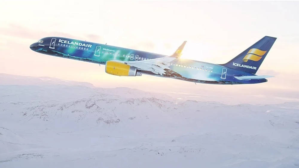 Gliding Icelandair Aviation Blue Plane