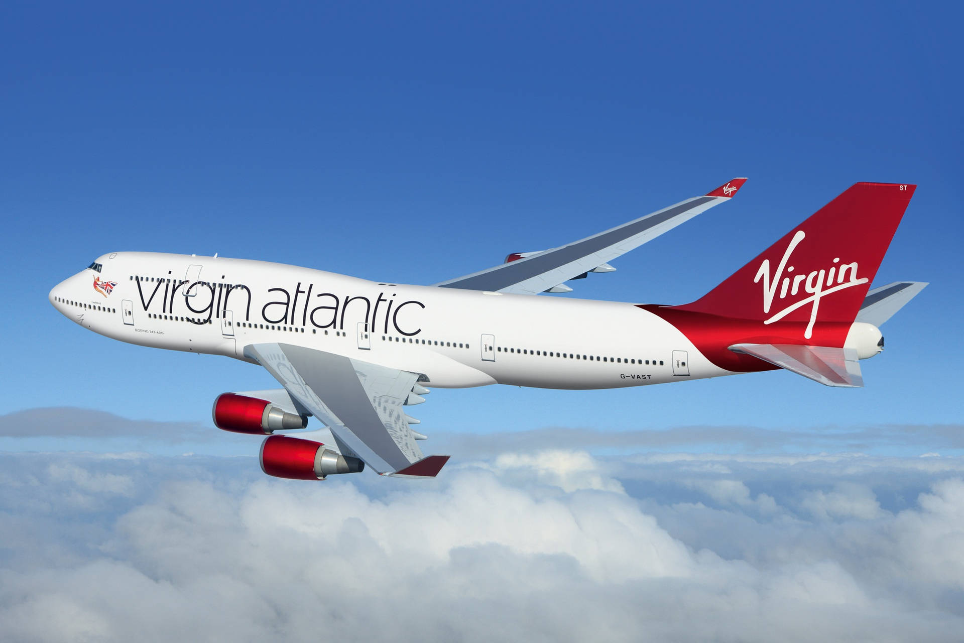 Gliding Virgin Atlantic Aircraft Background