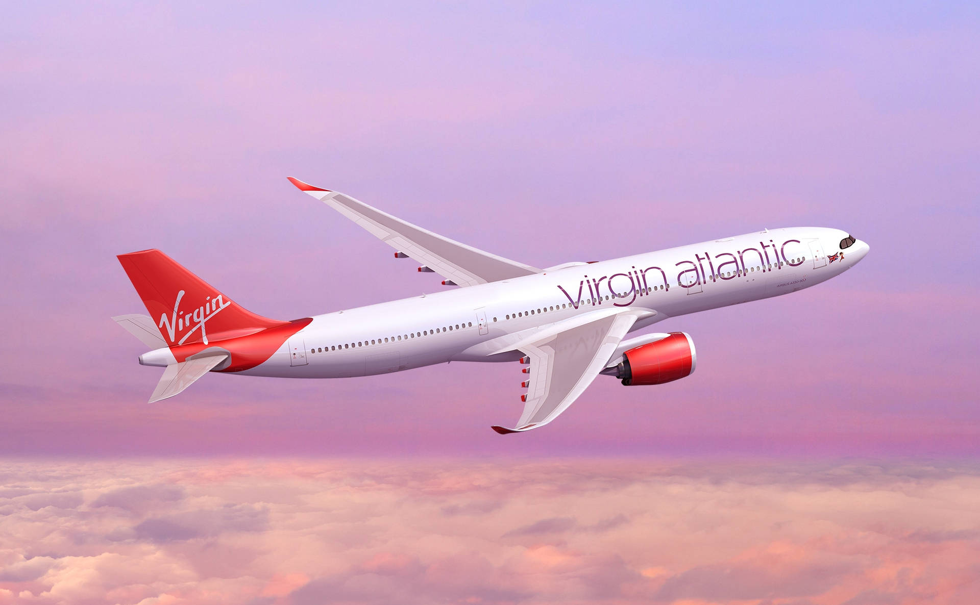 Gliding Virgin Atlantic Airplane Background