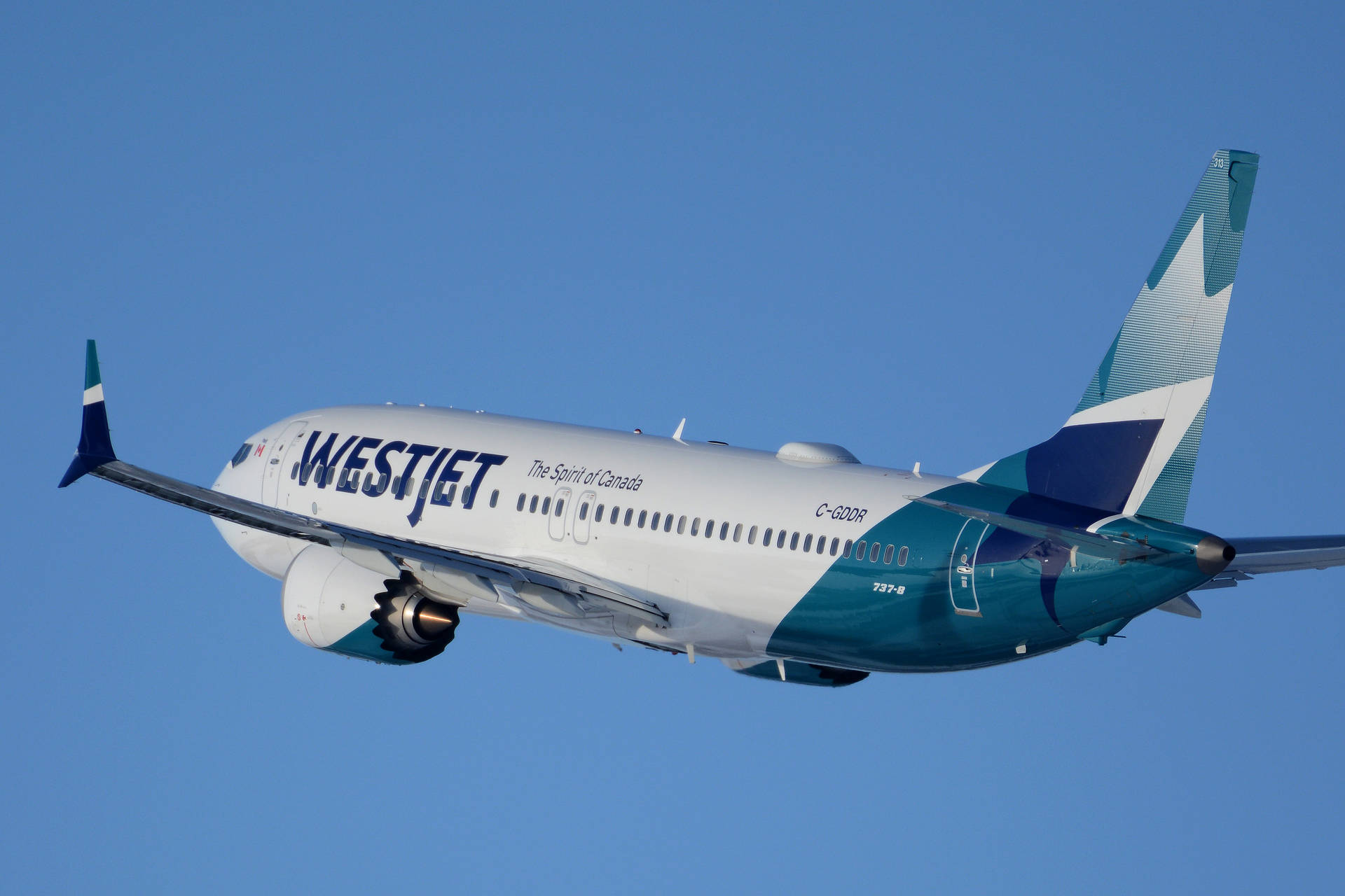 Gliding Westjet Airline Plane Background