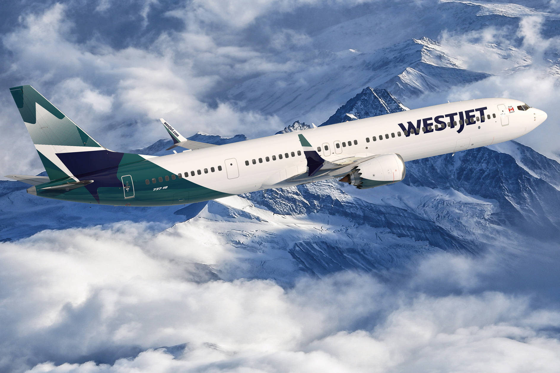 Gliding Westjet Airplane Background