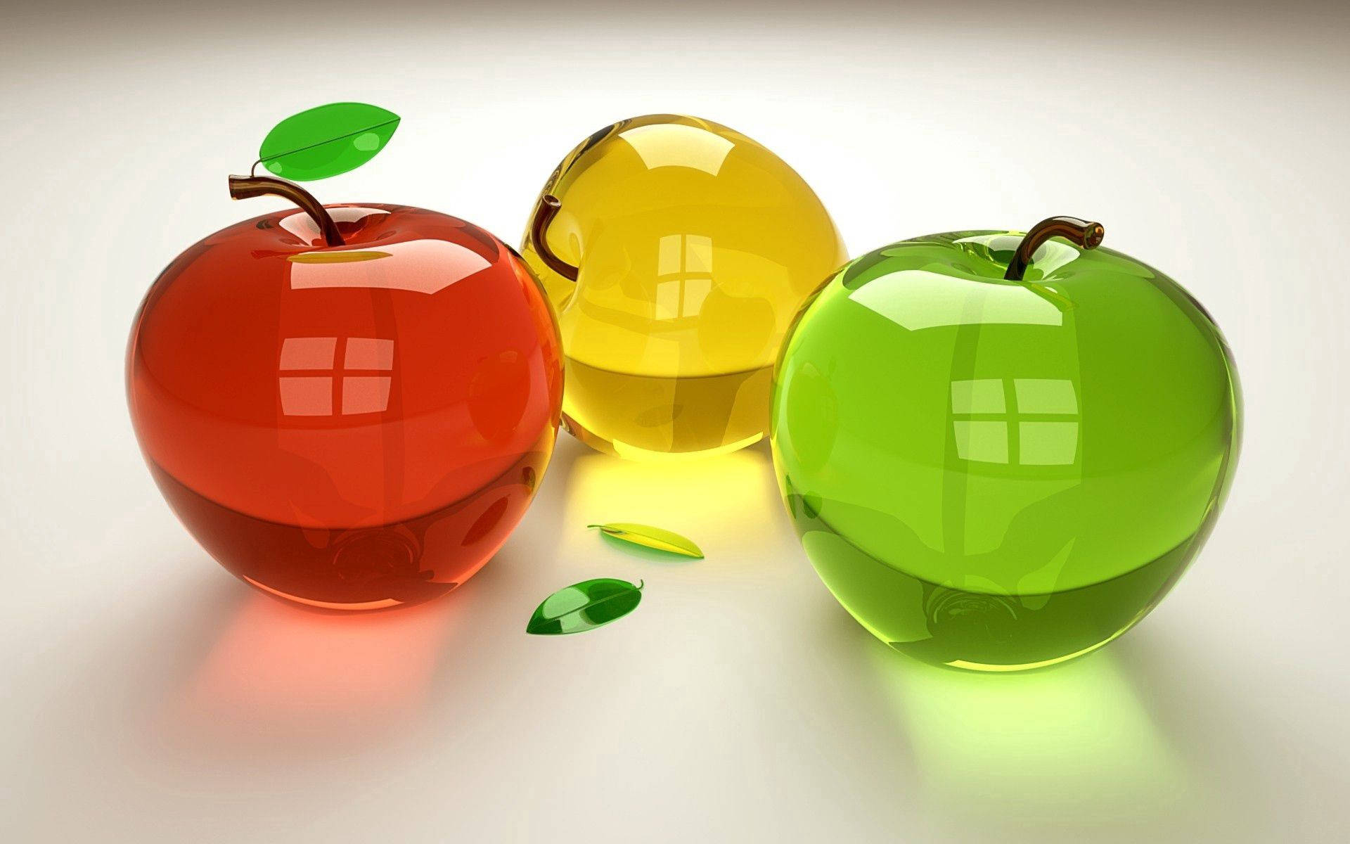 Glistening Red Apples In 3d Background