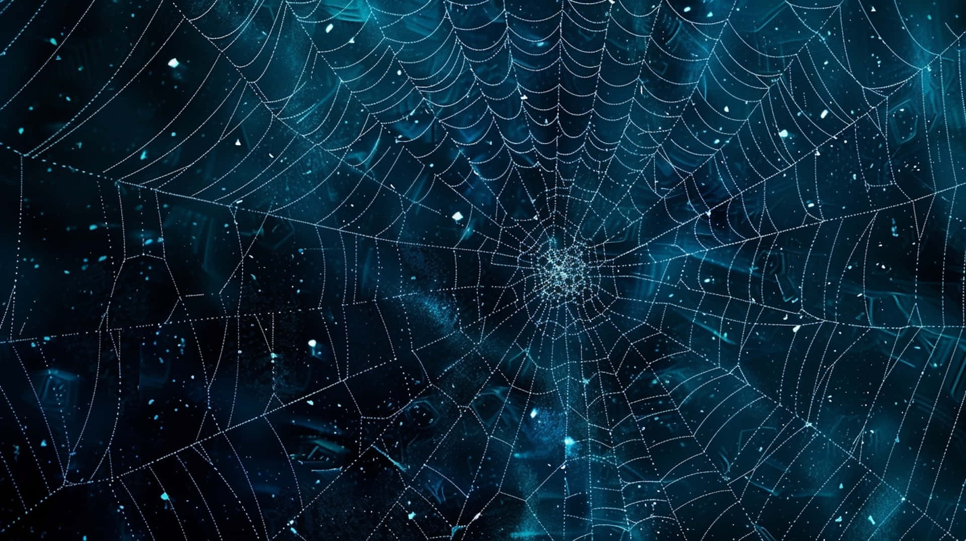 Glistening Spider Web Night Sky Background