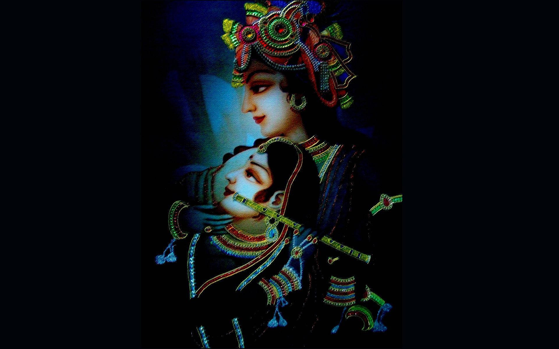 Glitch Art Radha And Krishna Background