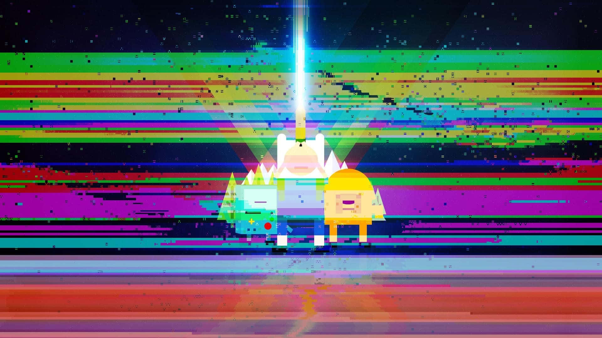 Glitch Effect Adventure Time Characters Background