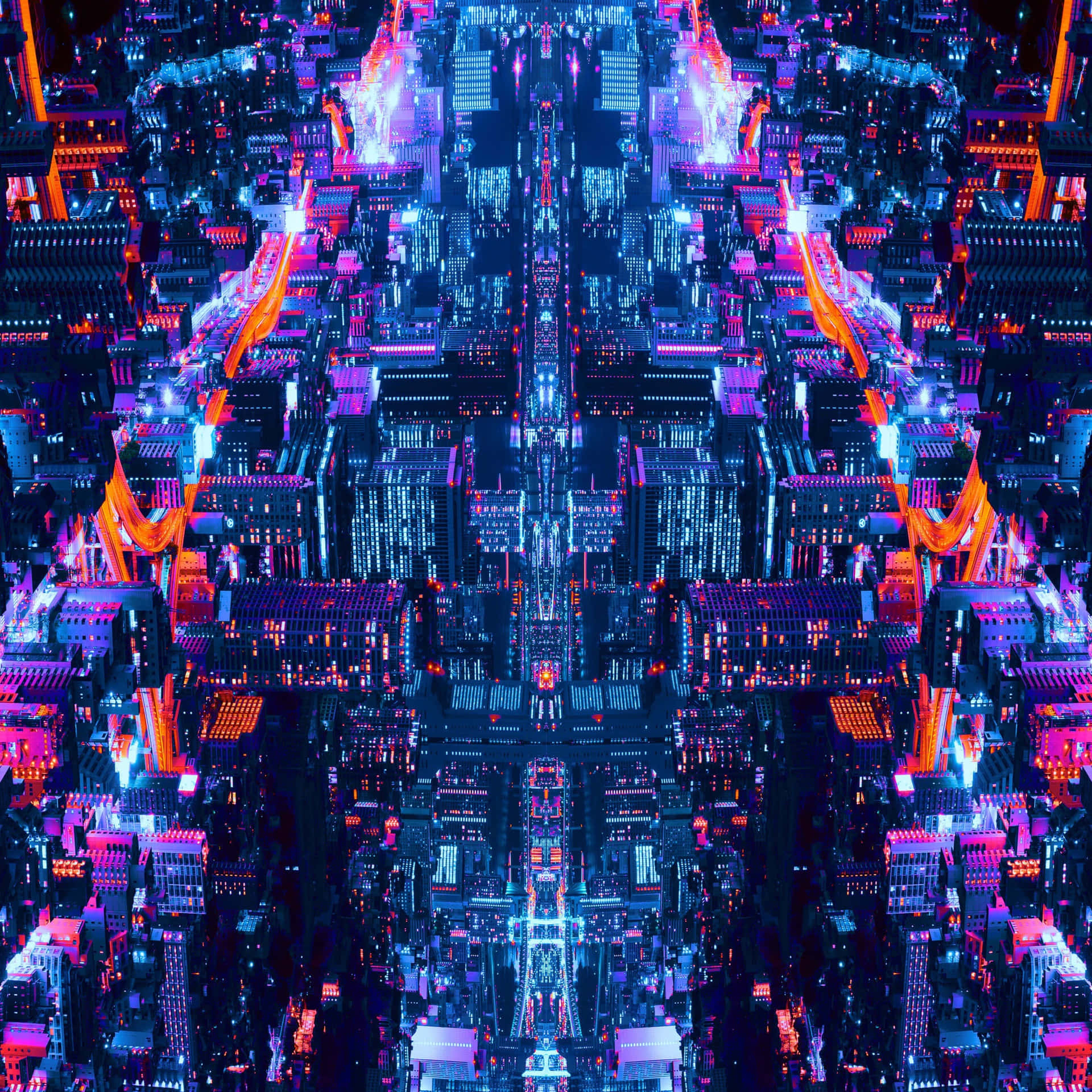 Glitch Effect Aerial City View Background