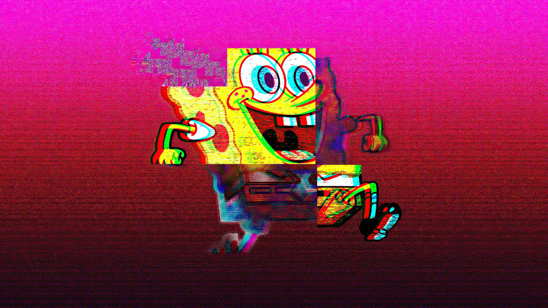 Glitch Effect Aesthetic Spongebob Desktop Background