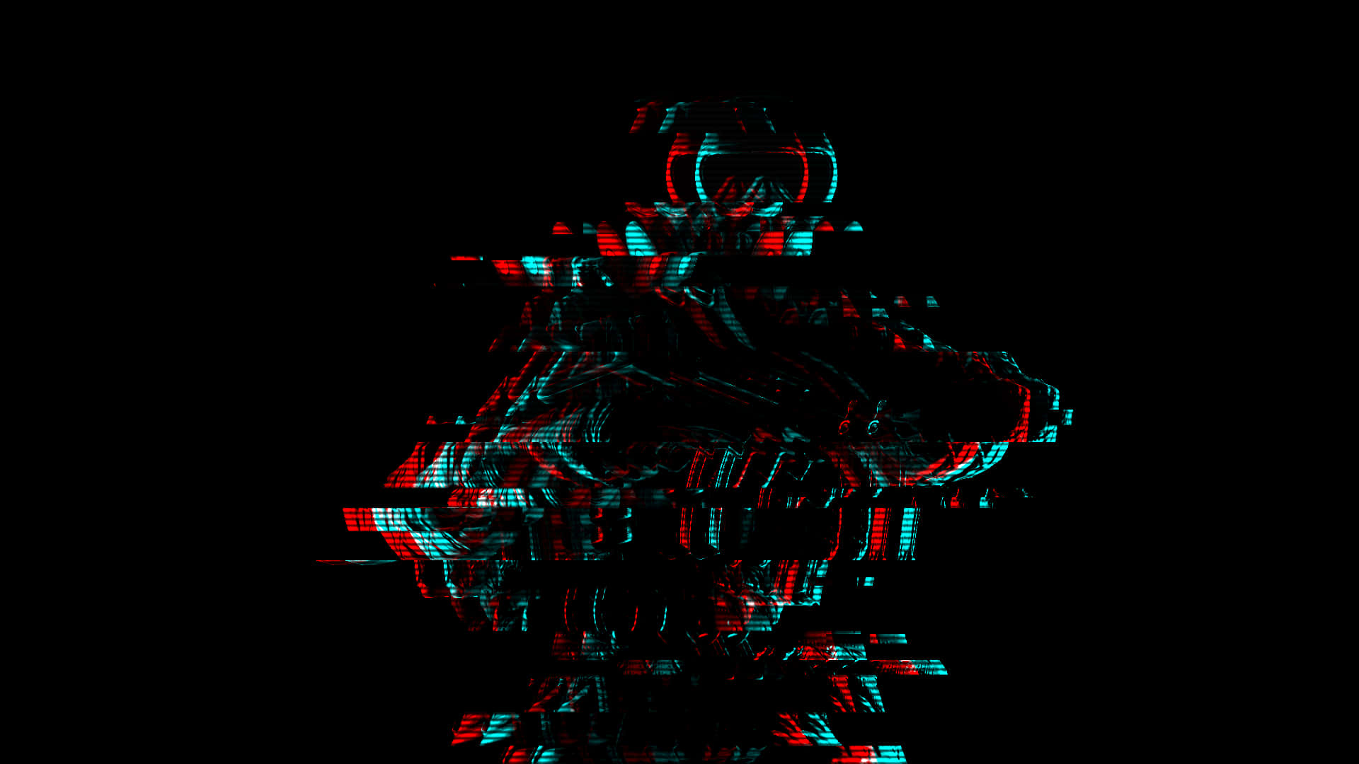 Glitch Effect Blue Red Robot Background