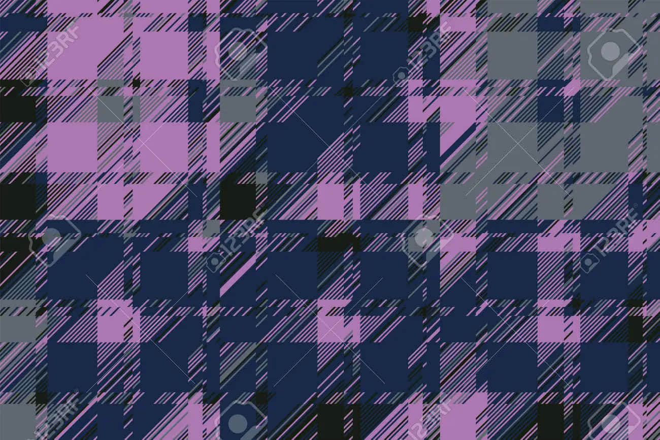 Glitch Effect Checkered Dark Blue And Violet Background