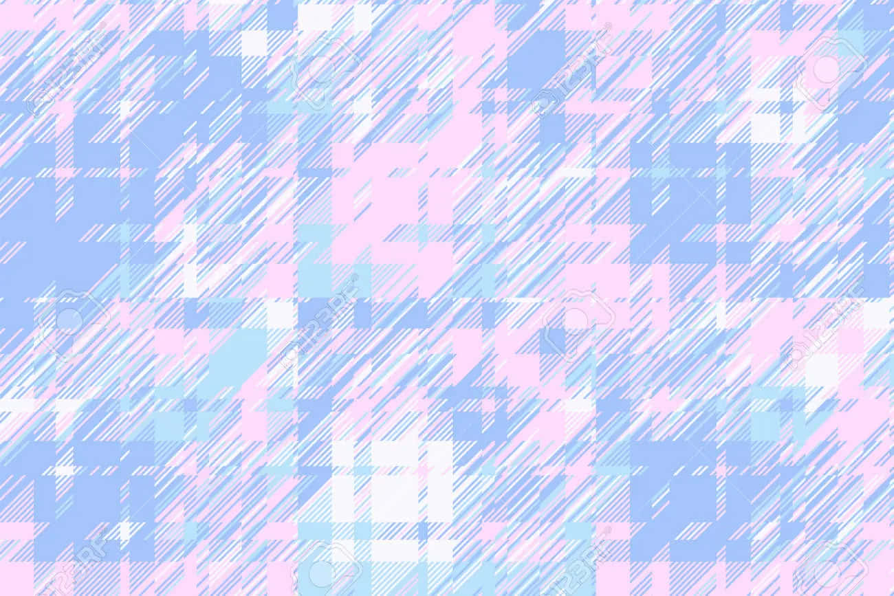 Glitch Effect Checkered Light Blue Pink Background